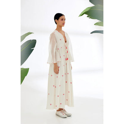 Nikasha Cream Dress with Hand Stitched Hearts
