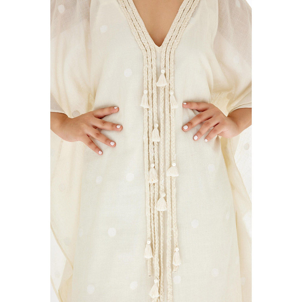 Nikasha Cream Polka Dots Maxi Dress