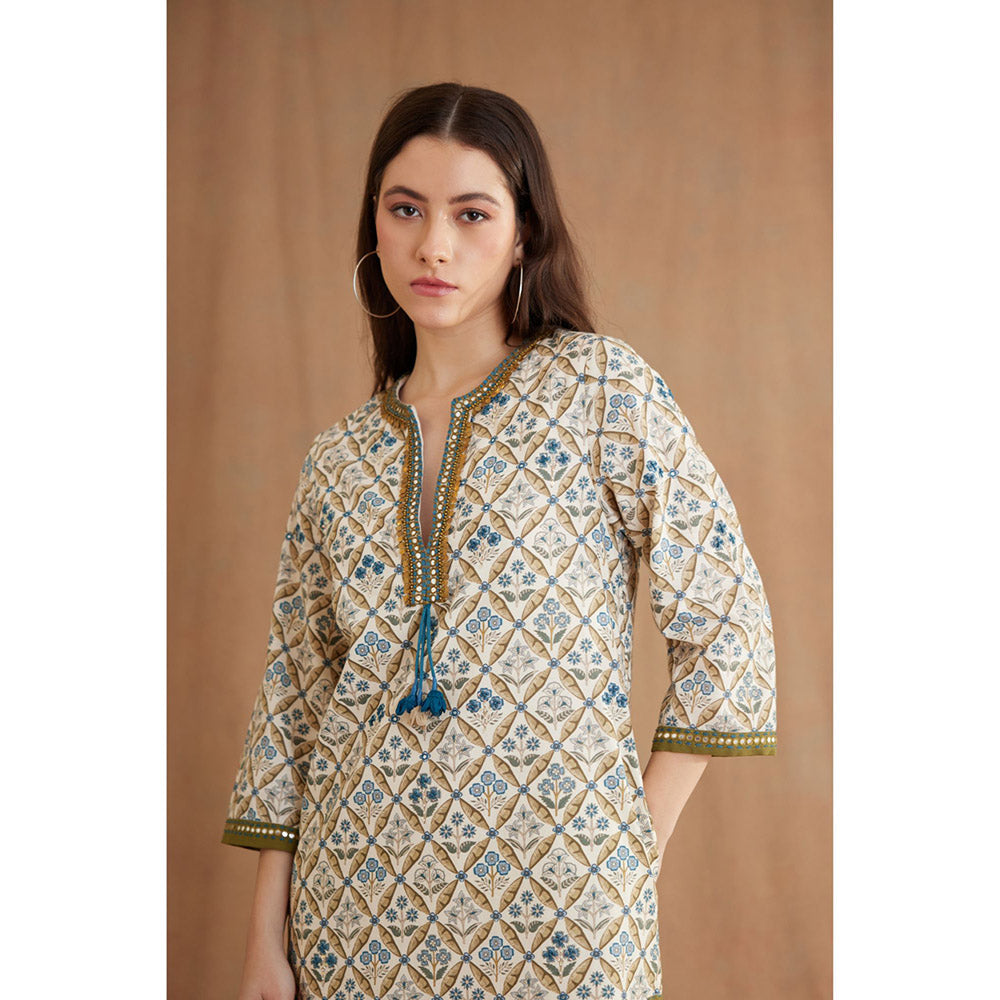 Nikasha Multi Color Bespoke Hand Embroidered Kurta (Set of 2)