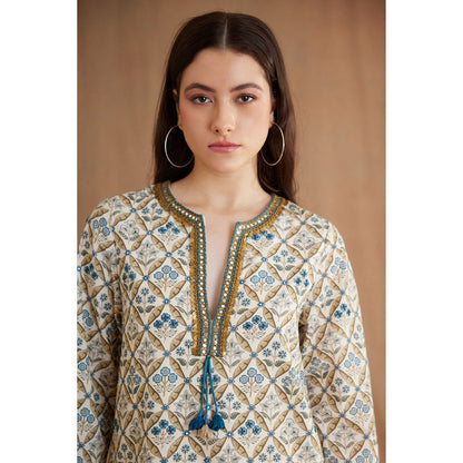 Nikasha Multi Color Bespoke Hand Embroidered Kurta (Set of 2)