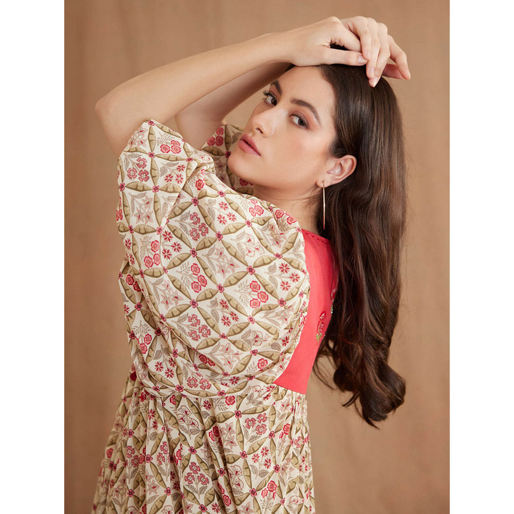 Nikasha Beige Bespoke Hand Embroidered Dress