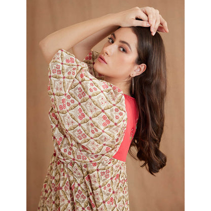 Nikasha Beige Bespoke Hand Embroidered Dress