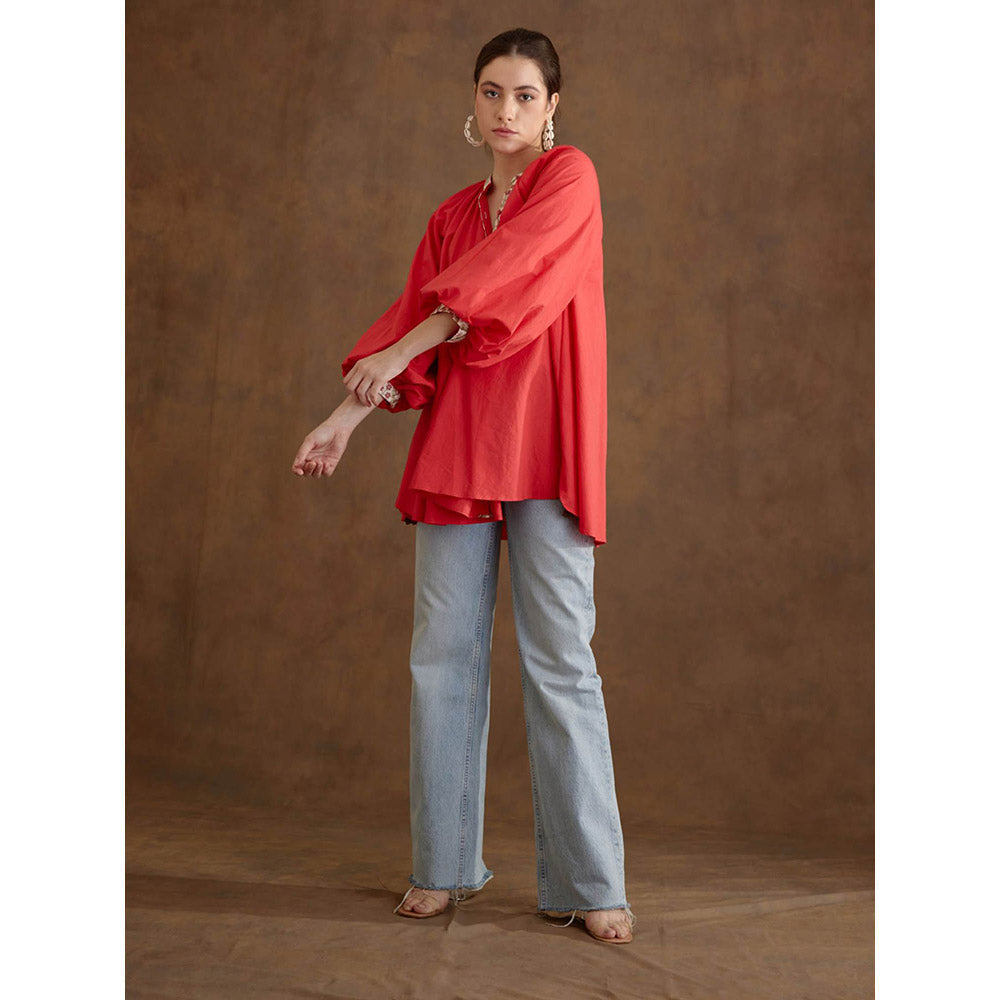 Nikasha Red Poplin Tunic Dress