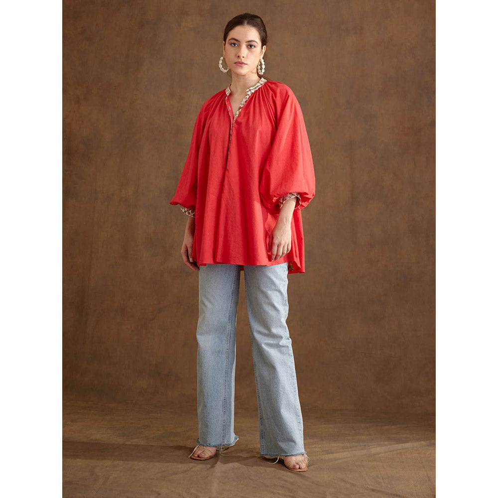 Nikasha Red Poplin Tunic Dress