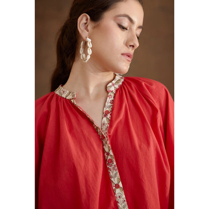 Nikasha Red Poplin Tunic Dress