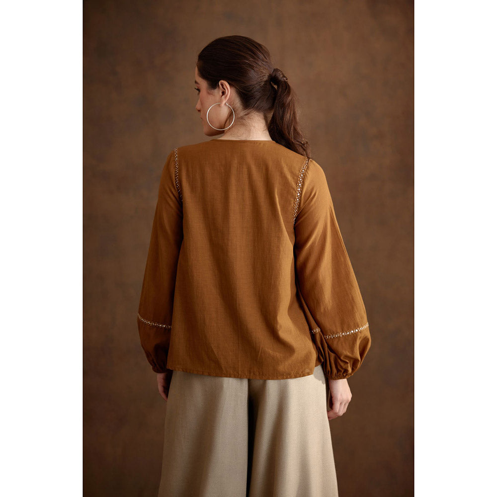 Nikasha Tobacco Applique Embroidered Top