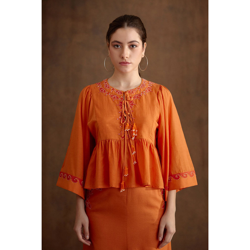 Nikasha Saffron Applique Embroidered Skirt (Set of 2)