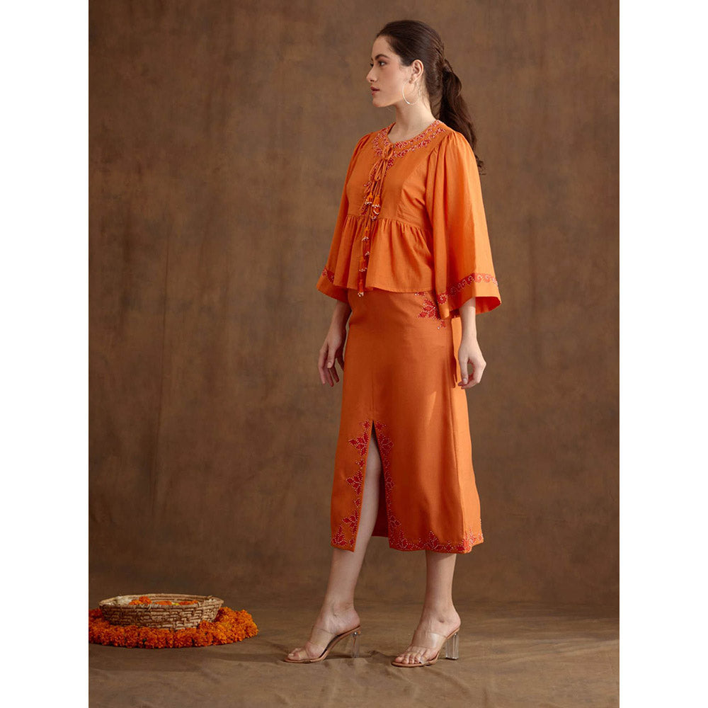 Nikasha Saffron Applique Embroidered Skirt (Set of 2)