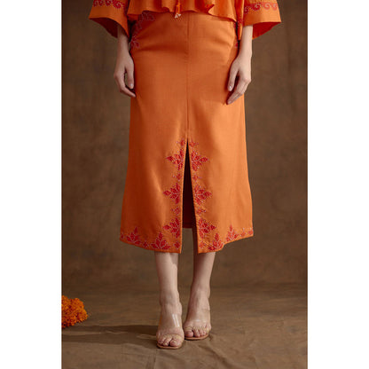 Nikasha Saffron Applique Embroidered Skirt (Set of 2)