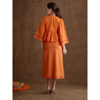Nikasha Saffron Applique Embroidered Skirt (Set of 2)
