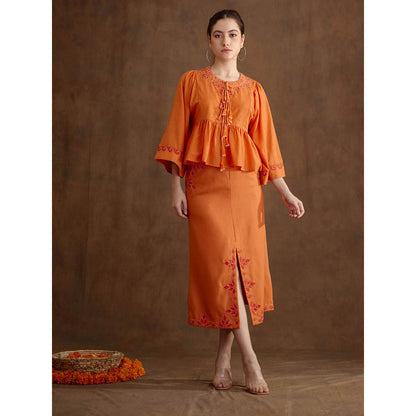 Nikasha Saffron Applique Embroidered Skirt (Set of 2)