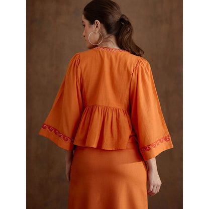 Nikasha Saffron Applique Embroidered Skirt (Set of 2)