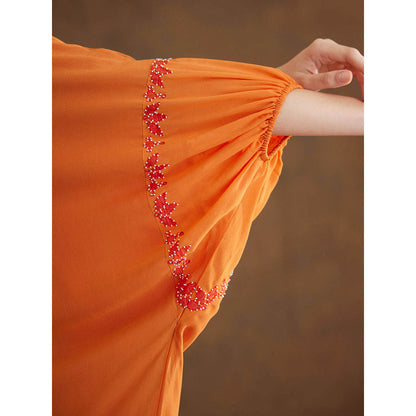 Nikasha Saffron Applique Embroidered Kaftan Maxi Dress