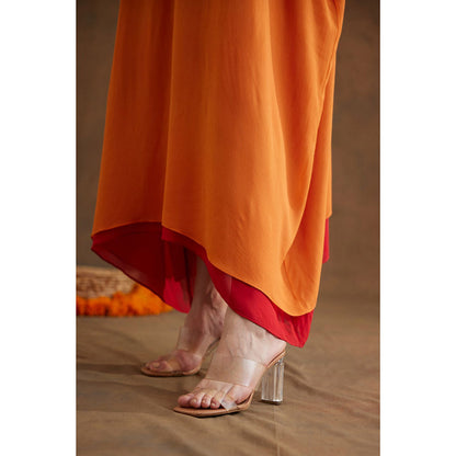 Nikasha Saffron Applique Embroidered Kaftan Maxi Dress