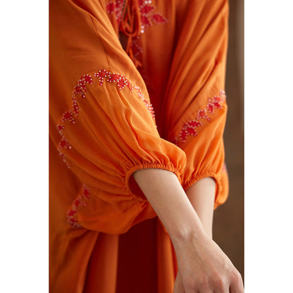 Nikasha Saffron Applique Embroidered Kaftan Maxi Dress