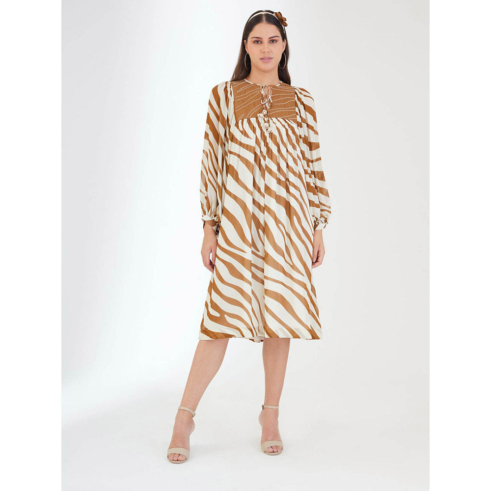 Nikasha Tobacco Multi Color Animal Print Dress
