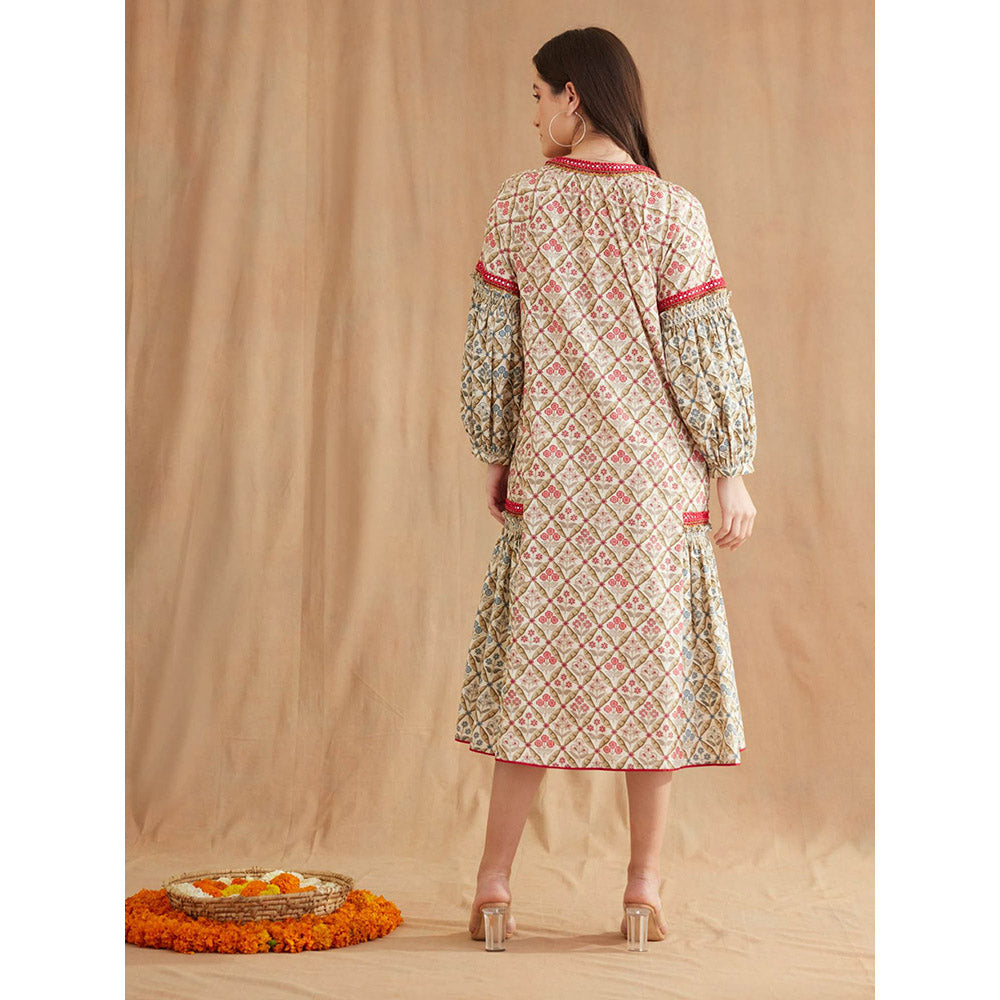 Nikasha Bespoke Hand Mirror Work Cotton Poplin Dress