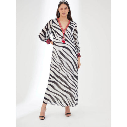 Nikasha Black and White Animal Print Maxi Dress