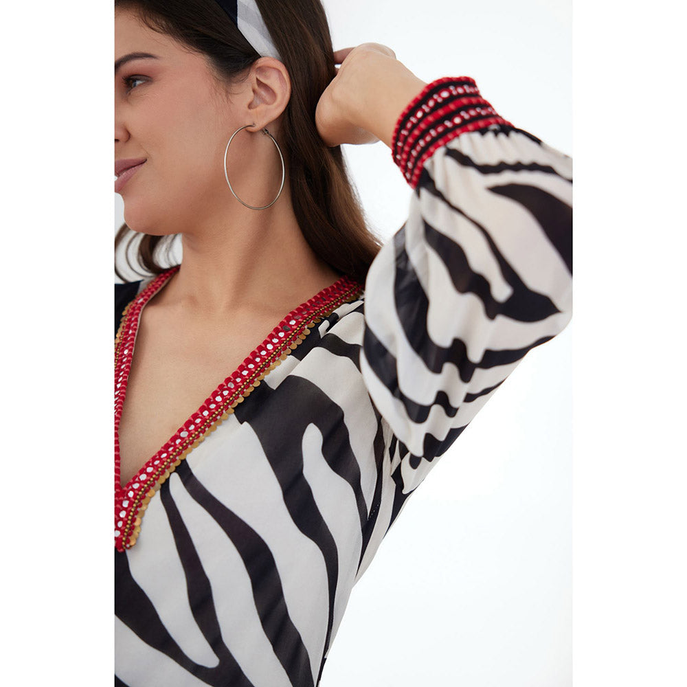 Nikasha Black and White Animal Print Maxi Dress