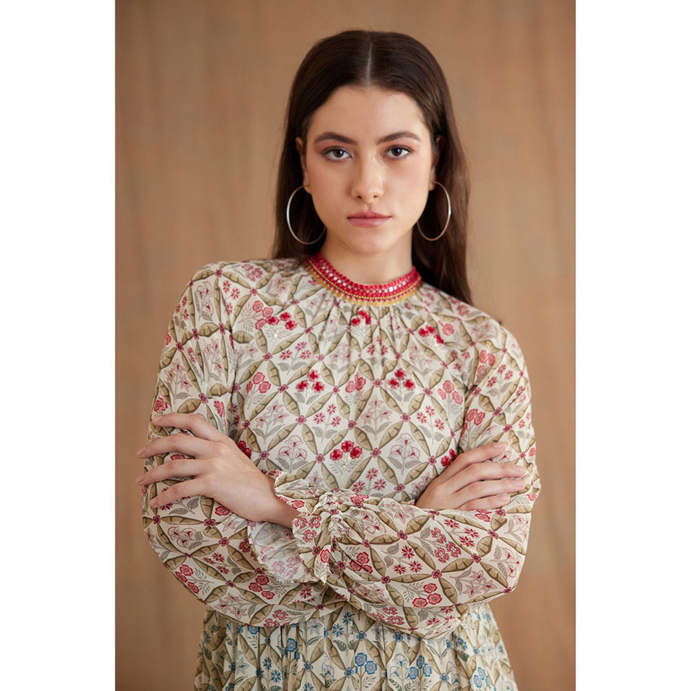 Nikasha Bespoke Tier Mirror Work Midi Dress