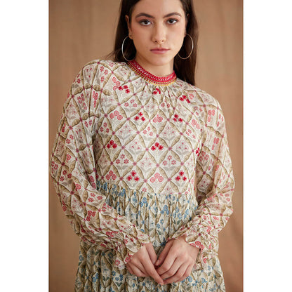 Nikasha Bespoke Tier Mirror Work Midi Dress