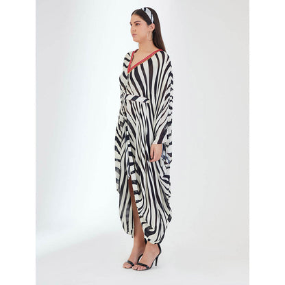 Nikasha Black and White Kaftan Animal Print Dress (Set of 2)