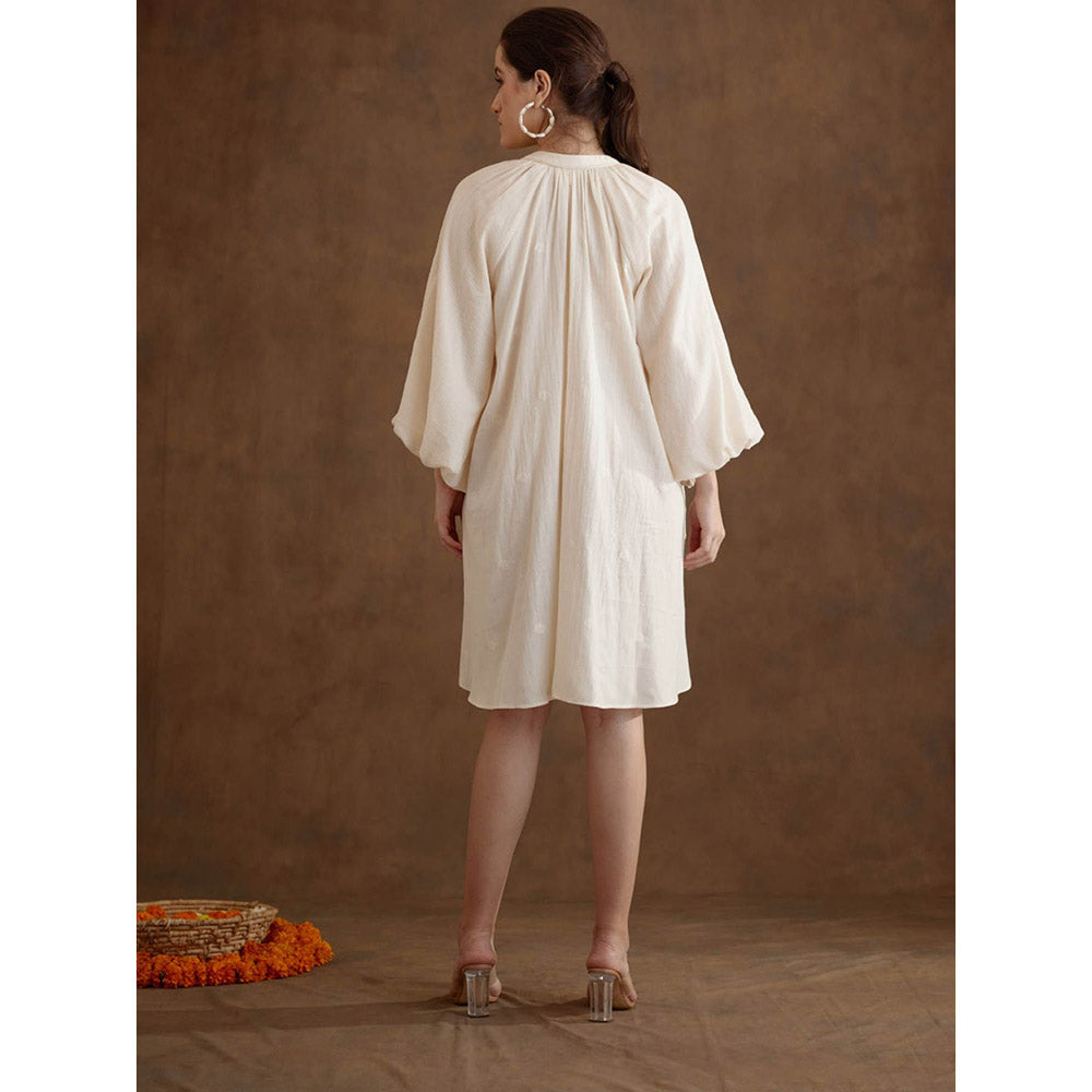 Nikasha Cream Hand Braided Tassels Tier Dress