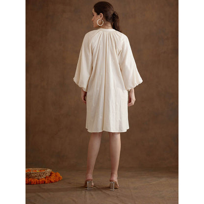 Nikasha Cream Hand Braided Tassels Tier Dress