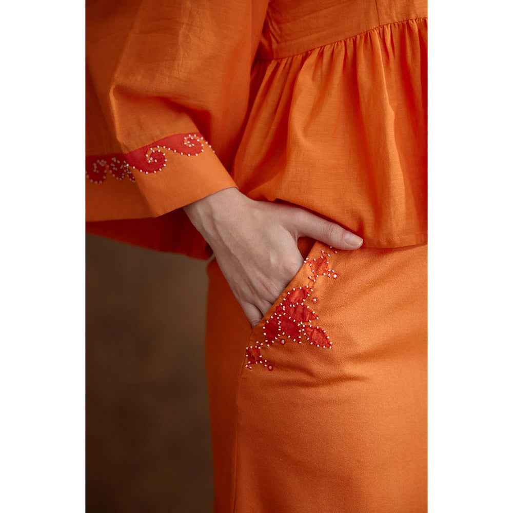 Nikasha Saffron Applique Embroidered Top
