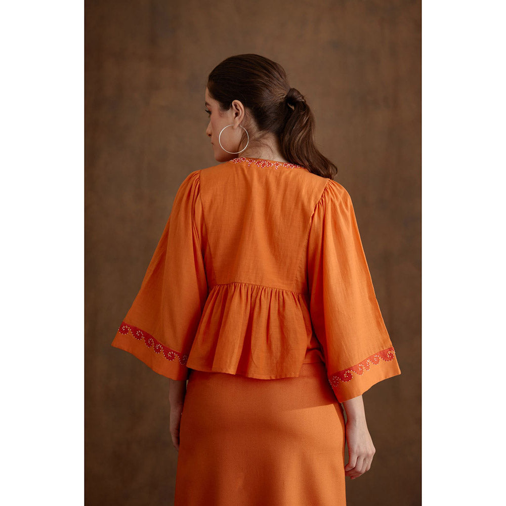 Nikasha Saffron Applique Embroidered Top