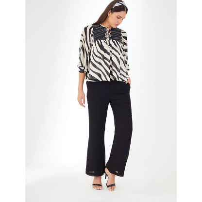 Nikasha Black and White Animal Print Top