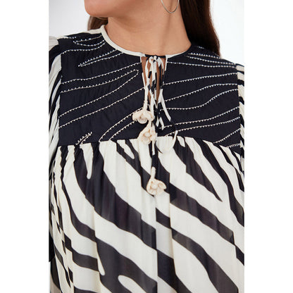 Nikasha Black and White Animal Print Top