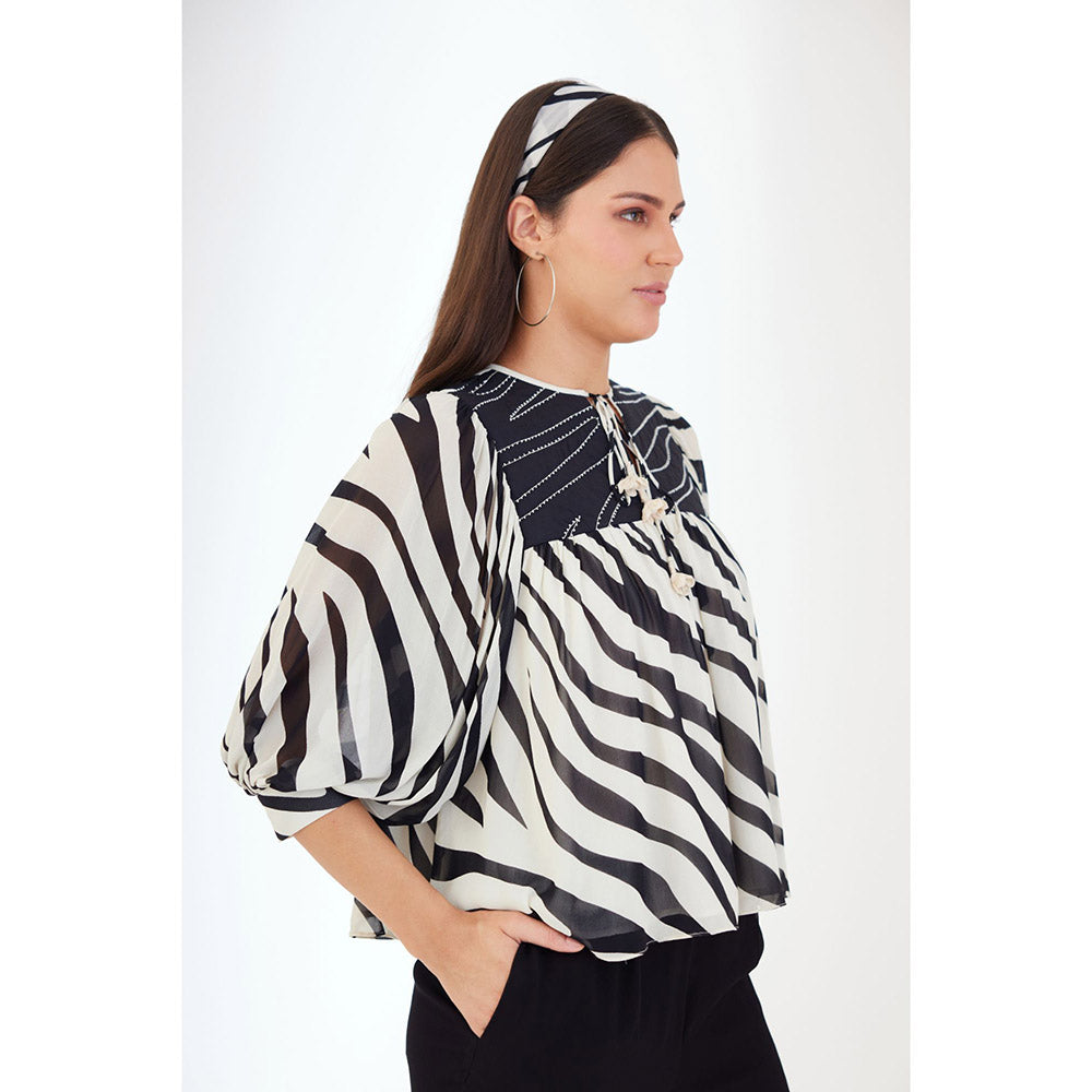 Nikasha Black and White Animal Print Top