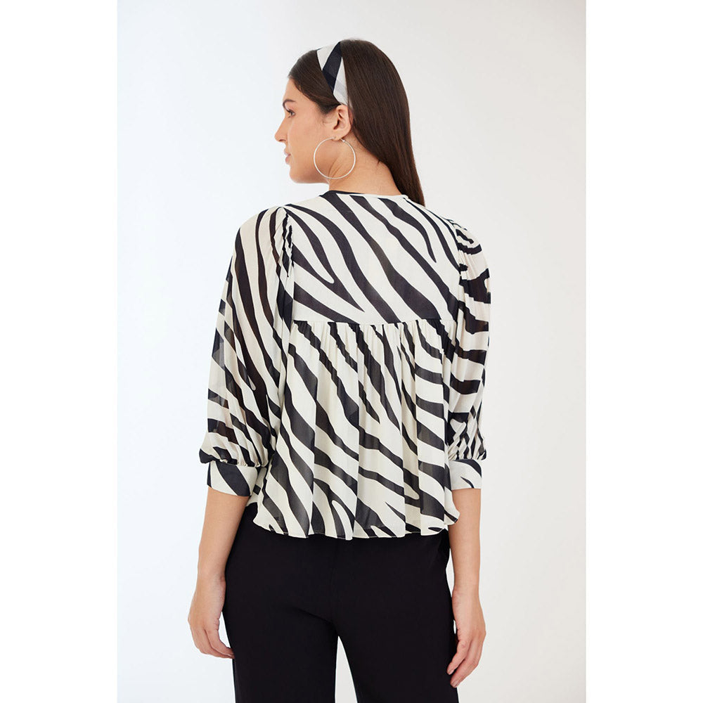 Nikasha Black and White Animal Print Top