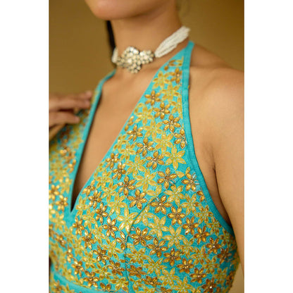 Nikasha Pitambari Pure Silk Chiffon Saree with Stitched Blouse