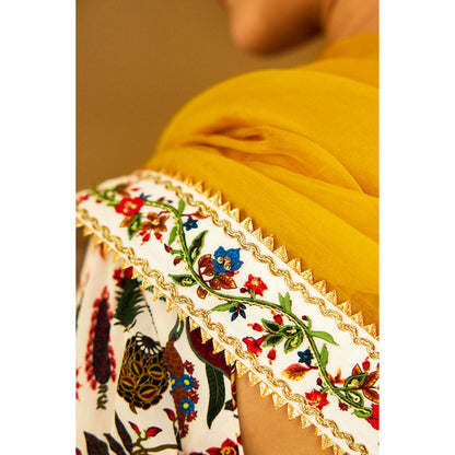 Nikasha Ochre Pure Organza Double Layer Lehenga (Set of 3)