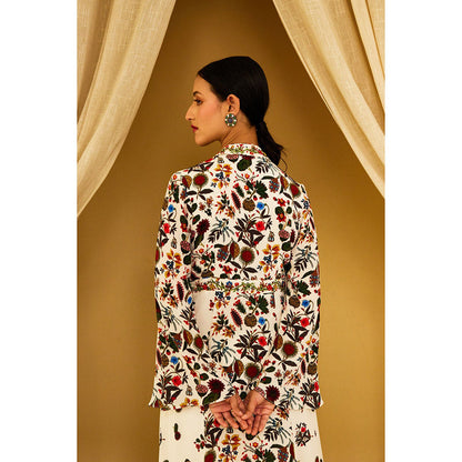 Nikasha Ivory Kohinoor Jaal Print Kalidar (Set of 2)