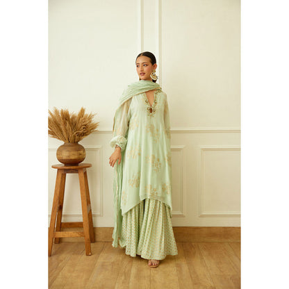 Nikasha Mint Foil Embroidered Sharara (Set of 3)