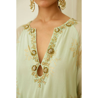 Nikasha Mint Foil Embroidered Sharara (Set of 3)