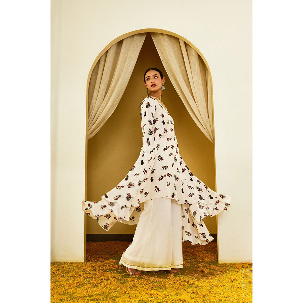Nikasha Ivory Kohinoor Buta Print Palazzo (Set of 2)