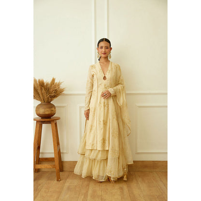 Nikasha Ghee Foil Embroidered Sharara (Set of 3)