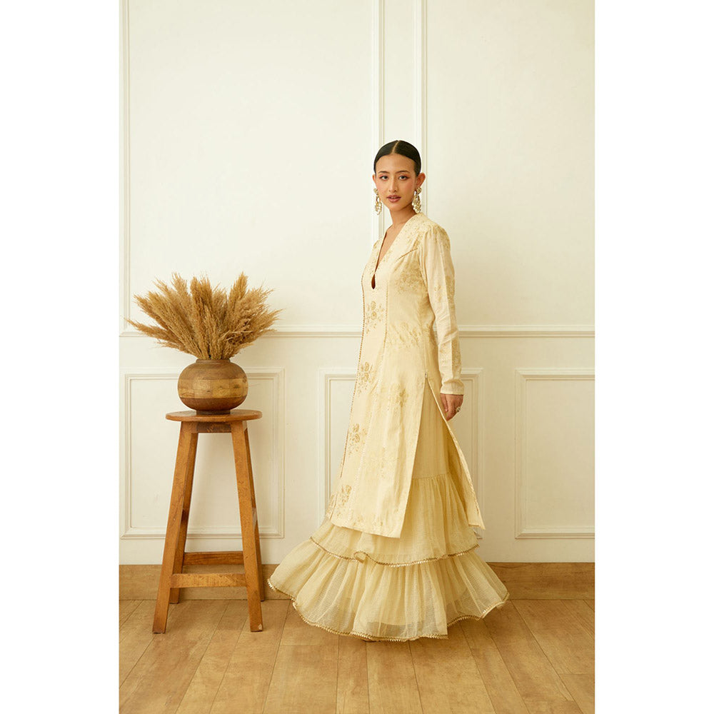 Nikasha Ghee Foil Embroidered Sharara (Set of 3)