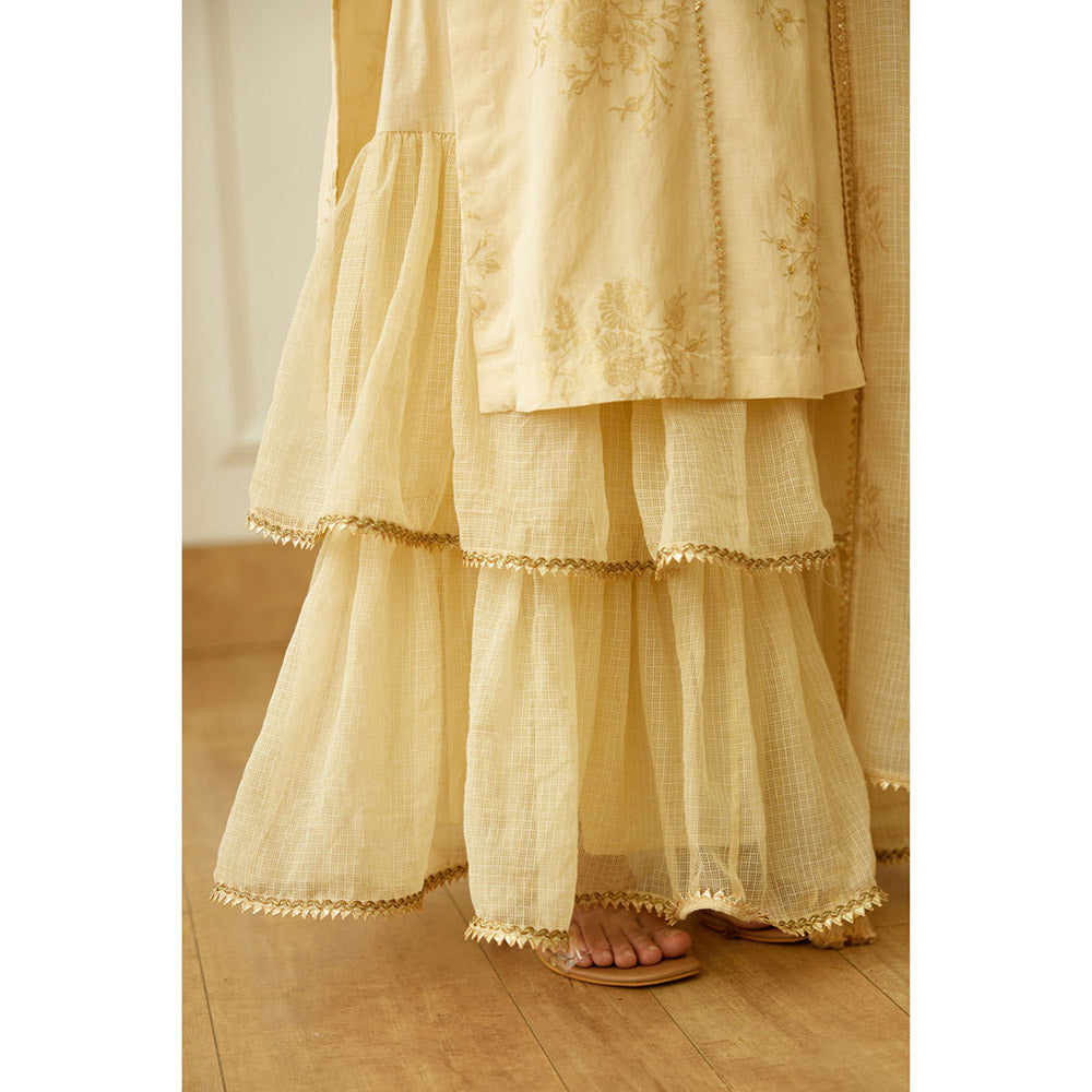 Nikasha Ghee Foil Embroidered Sharara (Set of 3)