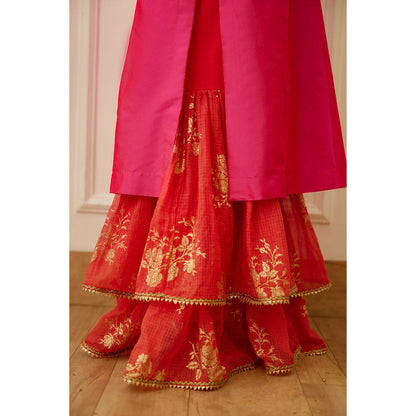 Nikasha Rani Pink Embroidered Sharara (Set of 3)