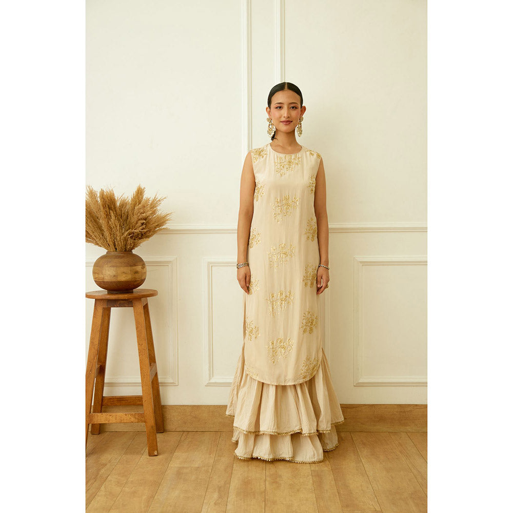 Nikasha Ghee Foil Embroidered Sharara (Set of 3)