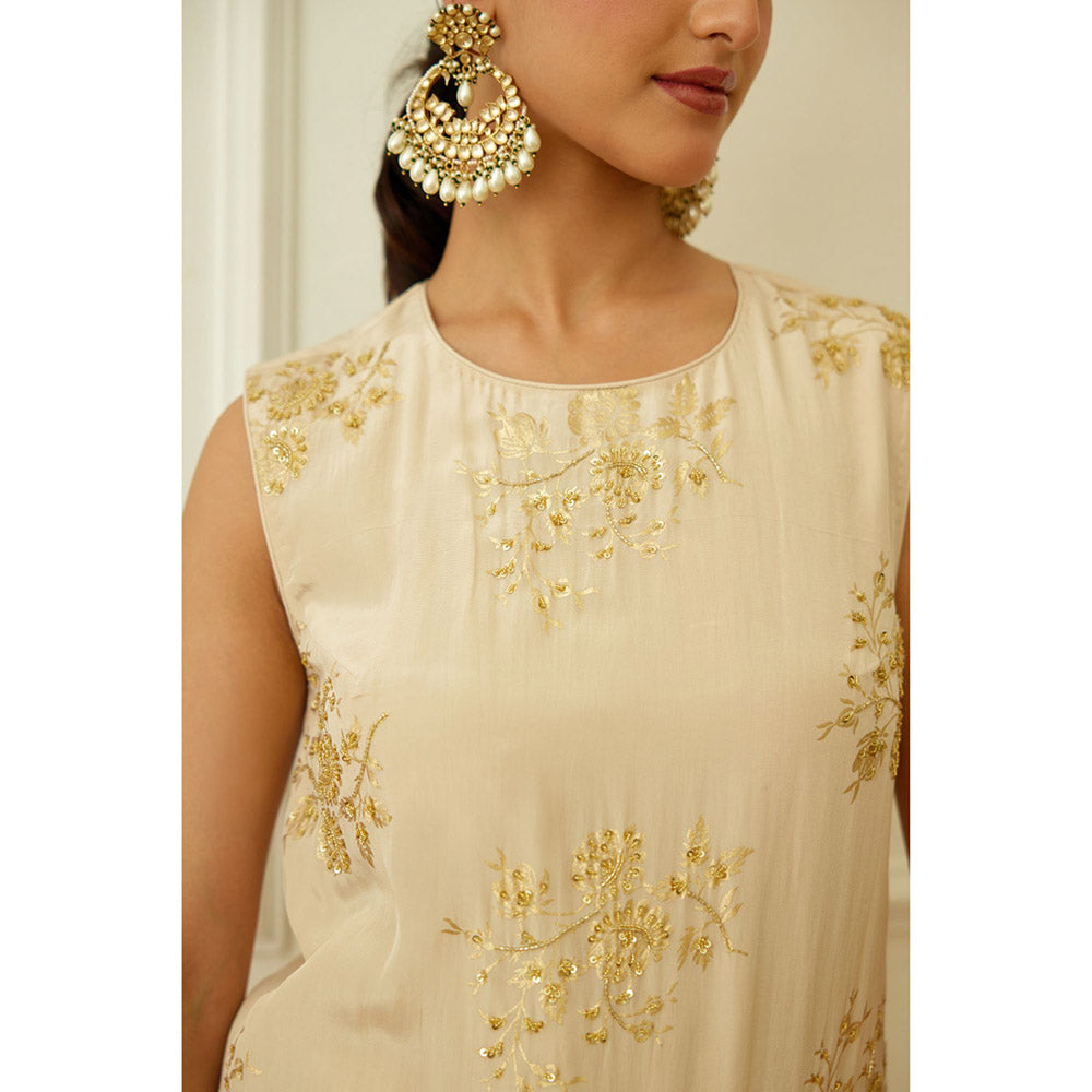 Nikasha Ghee Foil Embroidered Sharara (Set of 3)