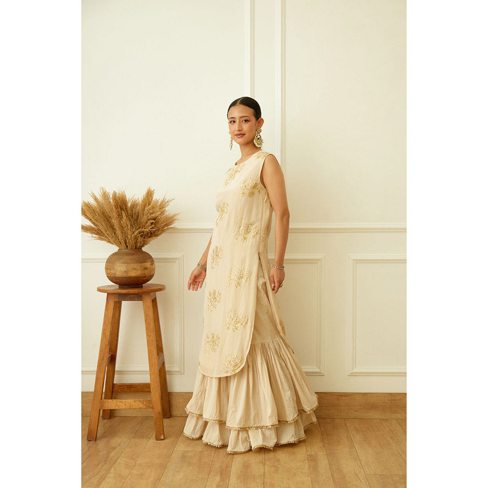 Nikasha Ghee Foil Embroidered Sharara (Set of 3)