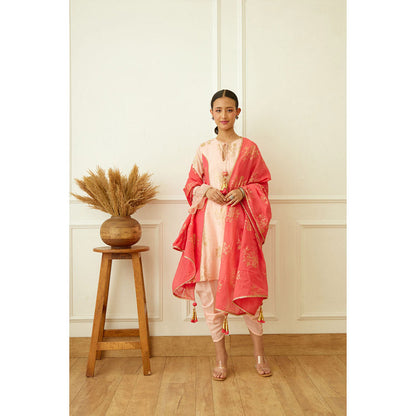 Nikasha Peach Foil Dhoti (Set of 3)