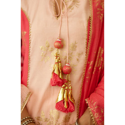 Nikasha Peach Foil Dhoti (Set of 3)