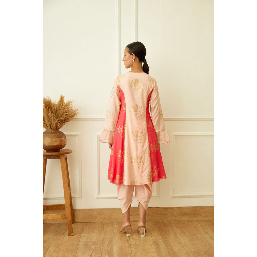 Nikasha Peach Foil Dhoti (Set of 3)